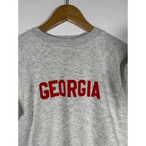 Vintage Georgia Sweatshirt Heather Gray Red  Crewneck Mens Small Felt Letters